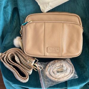 Pom Pom London Original Beige Crossbody Bag NWT